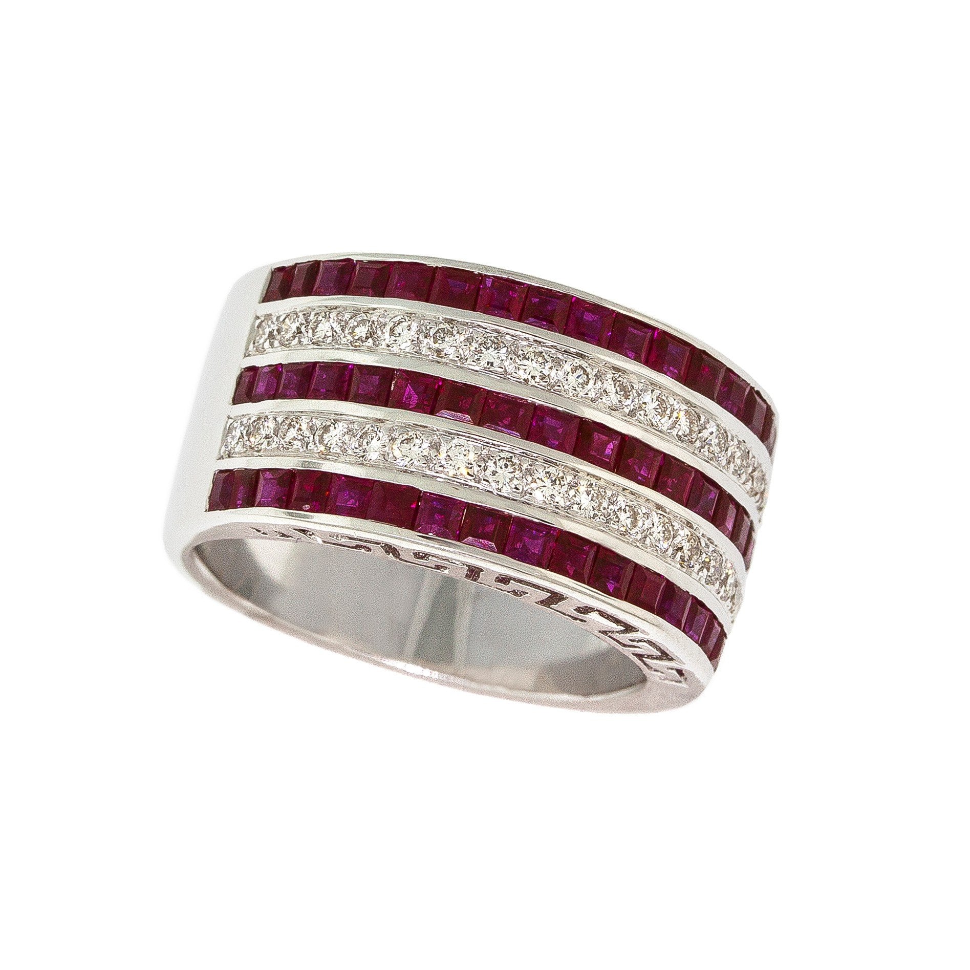 Striped Diamond Ring