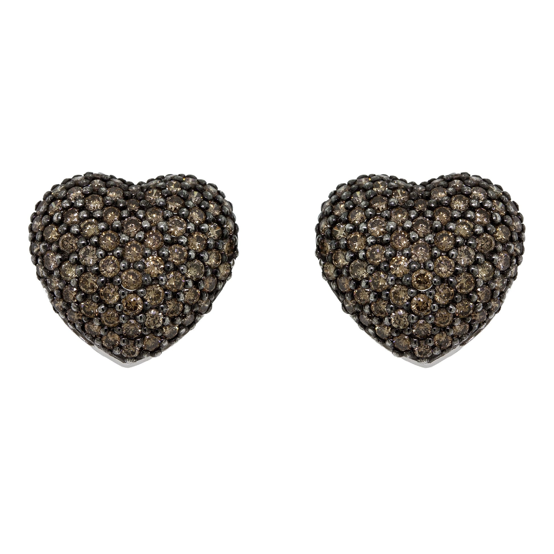 Heart Champagne Diamond Earrings