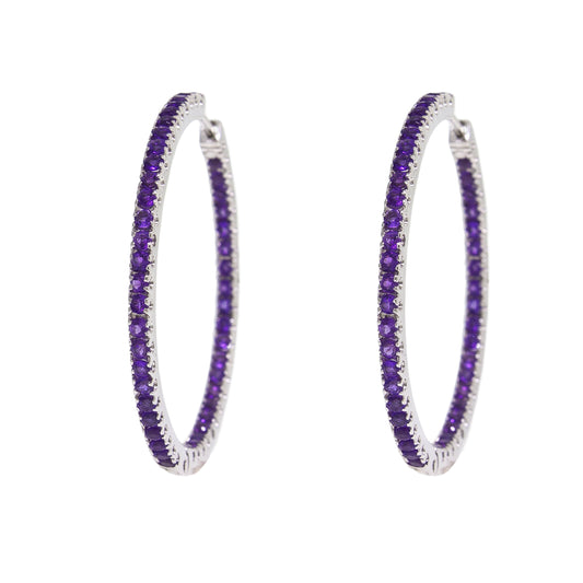  Hoop Amethyst Earrings